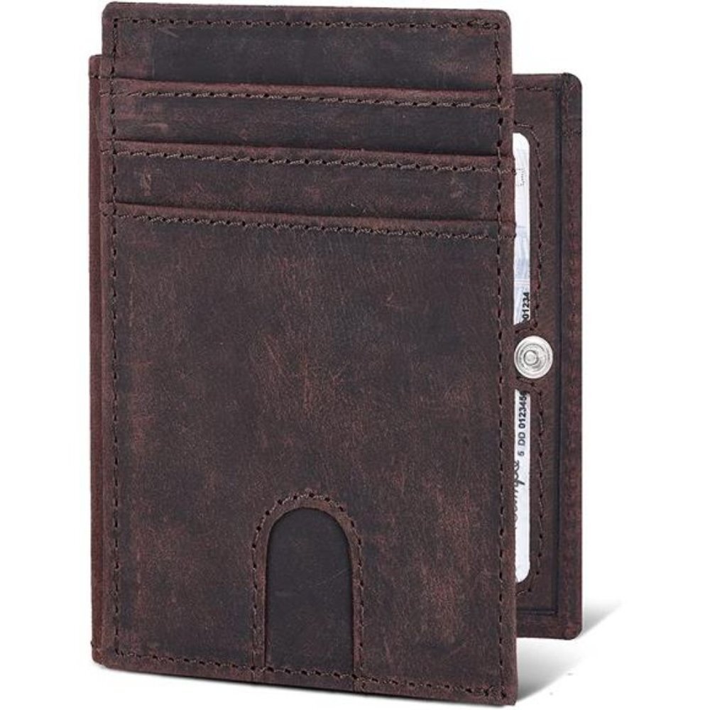 RFID Leather Card Wallet Men Women Slim Front Pocket